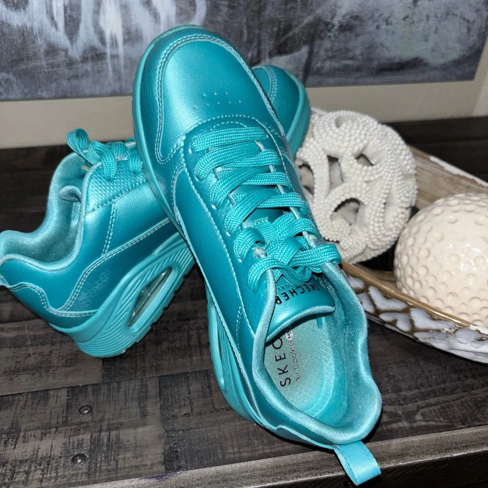 Skechers Women's Street Uno-Slither & Shine teal casual shoes SZ6.5 - Picture 2 of 10